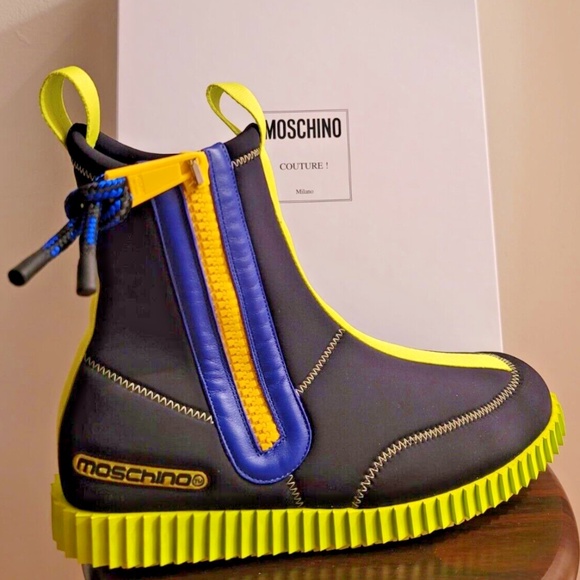 Moschino Men's "Neoprene Surfer" Boots Size 44 (US Size 11) - Picture 1 of 6